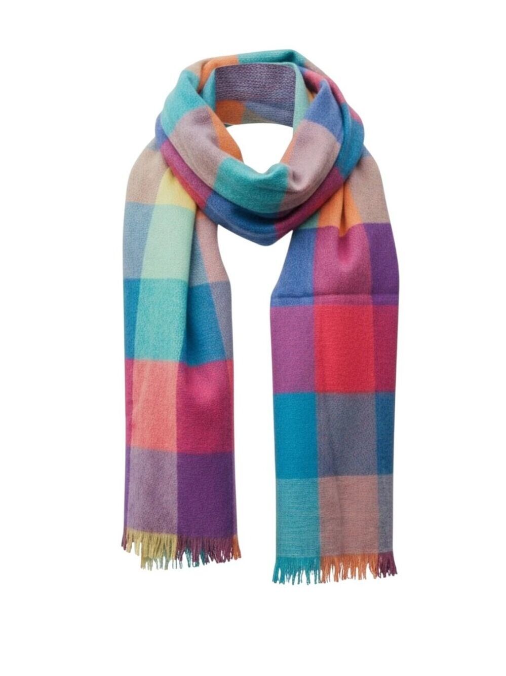 V Fraas Casmink Plaid Scarf 70 x 14 Made in Germany